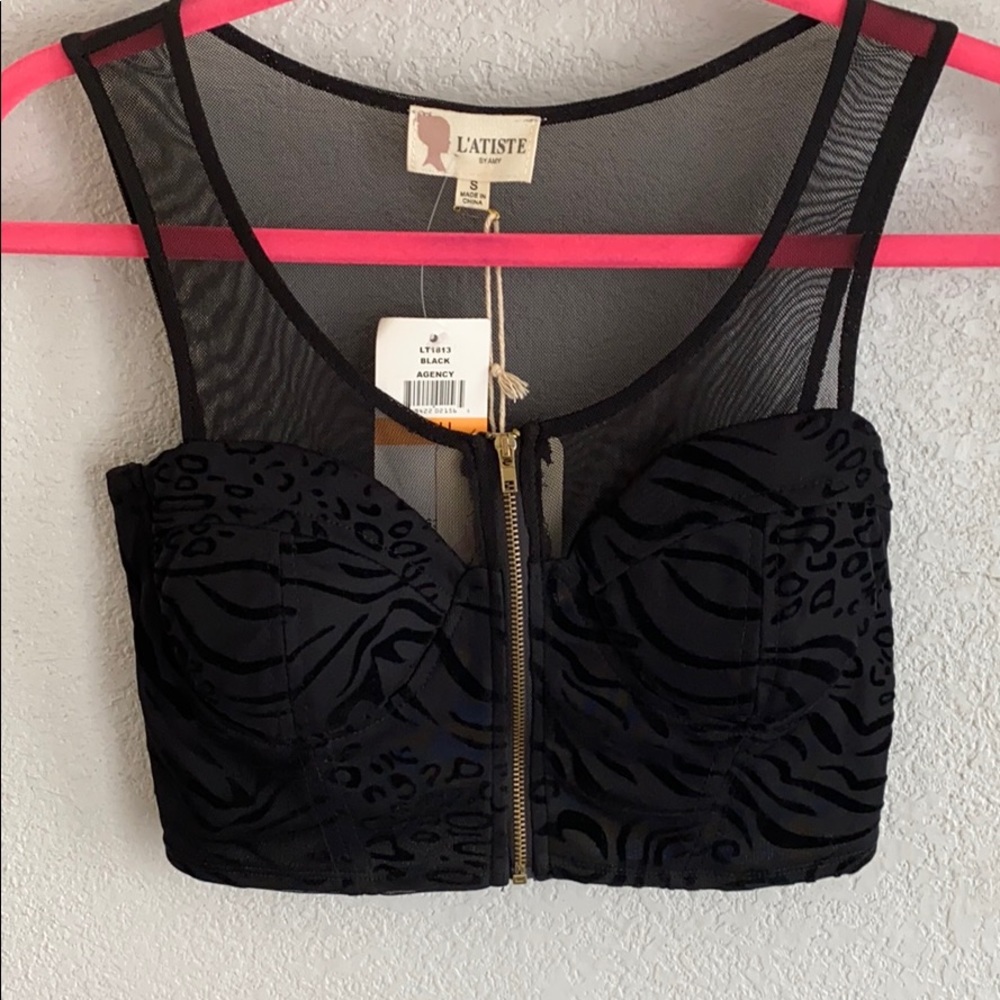 L’ATISTE by Amy Sleeveless Black Crop Top/Bralette